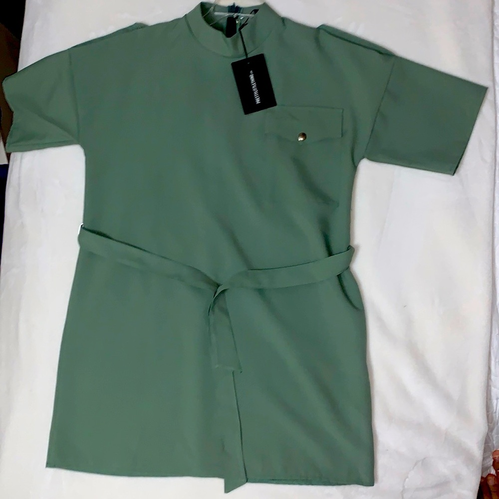 Sage green Cargo Belted Shift Dress